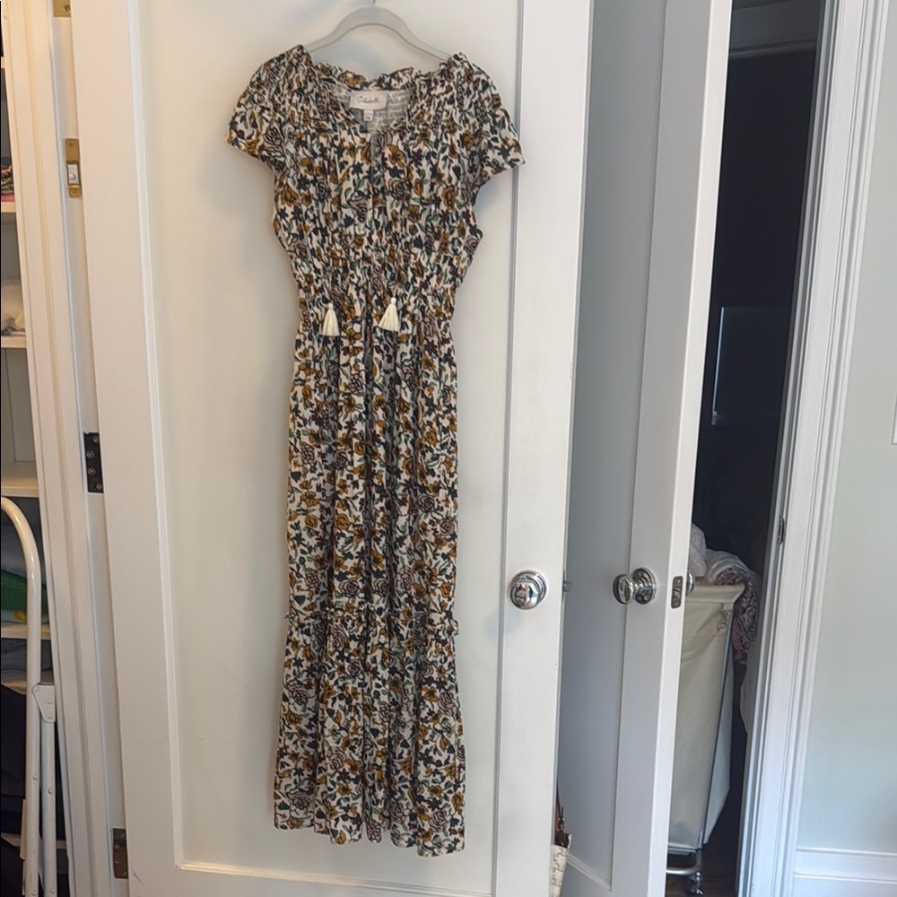 Cleobella Brown and Tan Flutter Sleeve Sundress